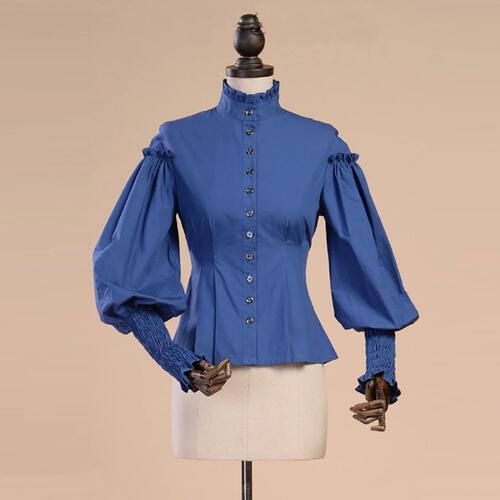 New Spring Summer Women Prom Cotton Shirt Leg of Mutton Slee