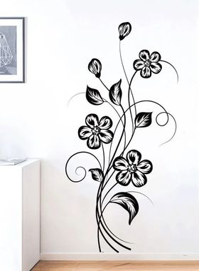 1PC Beautiful Atmosphere Black Flower Sticker Beautifying De