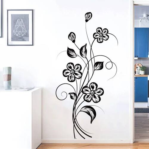 1PC Beautiful Atmosphere Black Flower Sticker Beautifying De