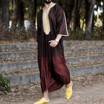 2024  Robe Men's Ethnic Style Loose Casual V-neck Mid-sleeve