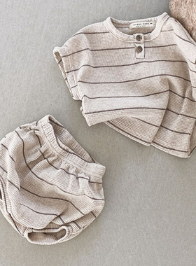 Newborn baby clothes boy casual western style striped short-