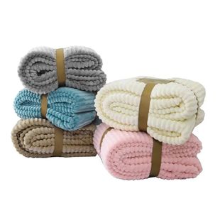 Super Soft Flannel Blankets For Beds Solid Striped Mink Thro