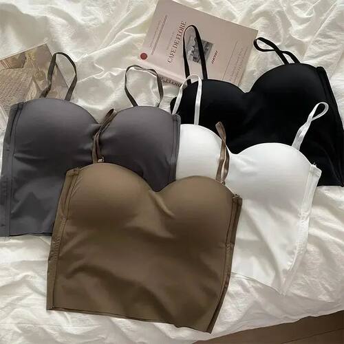 Ladies Summer Ice Silk Traceless French Back Camisole Integr
