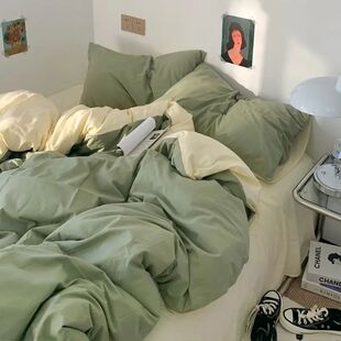 INS Solid Color Bedding Set Boys Girls Twin Queen Size Duvet