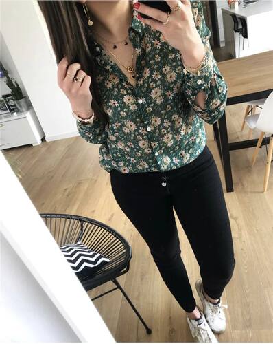 Silk 30% & Cotton 70% Blend Vintage Style Floral Print Shirt