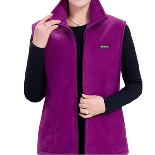 Plus Size Autumn Women Polar Fleece Fabric Vest Large Sleeve