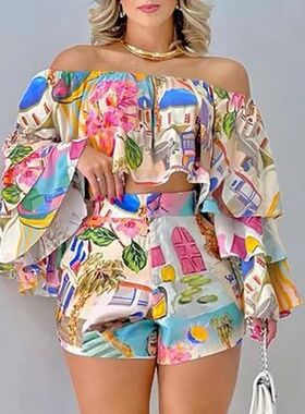 Two Piece Sets Womens Outifits 2024 Spring Fashion Graphic P