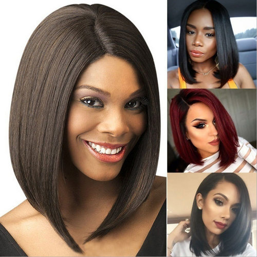 Fashionable Ladies  Short Straight Hair With Middle Parting