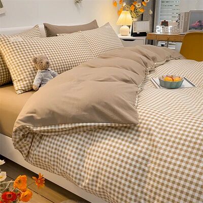 3/4Pcs Microfiber Duvet ver Set Brushed Washed Cotton Fabric