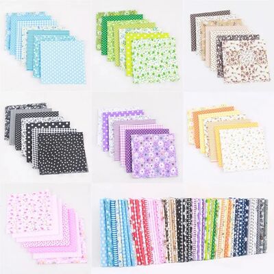 7Pcs Quilting Fabric Squares Sheets,25x25cm Cotton Craft Fab