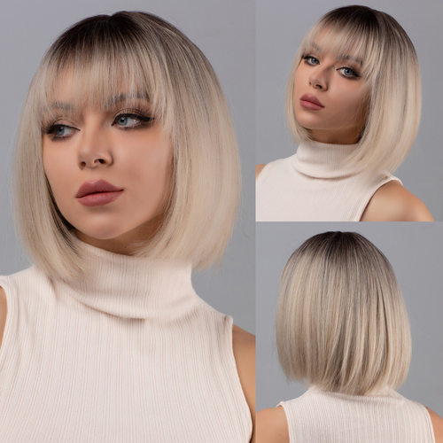 30.48 Cm Multi-color Short Straight Bob With B Women's Strai