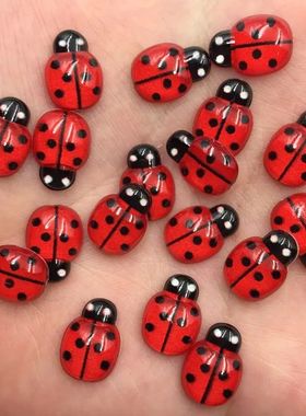 Resin 9mm*13mm Mini Cute Red Beetle Flatback Cabochon Rhines