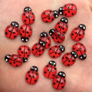 Resin 9mm*13mm Mini Cute Red Beetle Flatback Cabochon Rhines