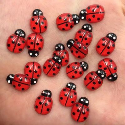 Resin 9mm*13mm Mini Cute Red Beetle Flatback Cabochon Rhines
