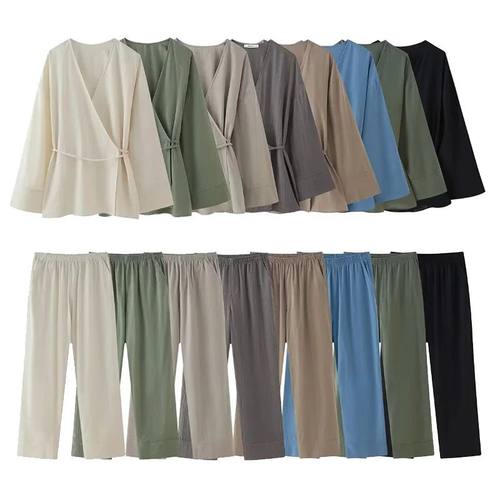 Willshela Women Fashion Two Piece Set Solid Lace Up Loose Co