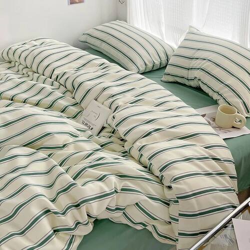 Green Stripe Series Printed Soft Bedding Set Duvet ver Bedcl