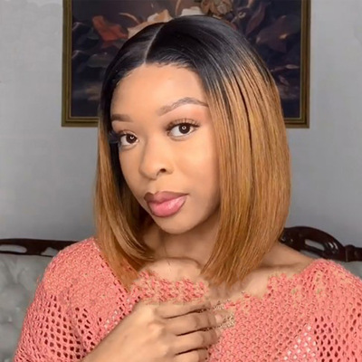 Female Medium-parted Short Straight Hair With Oblique B And