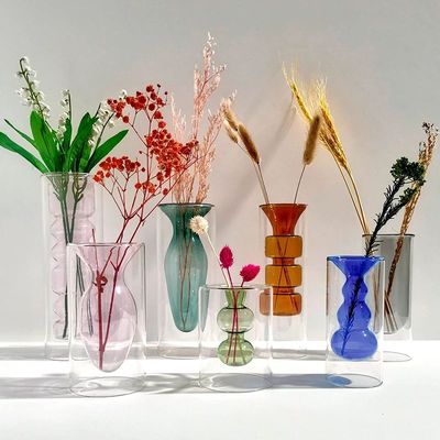 Creative Double-layer Glass Vase Colorful Transparent Terrar