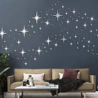 20/42pcs Star Mirror Wall Sticker DIY Acrylic Decal Waterpro