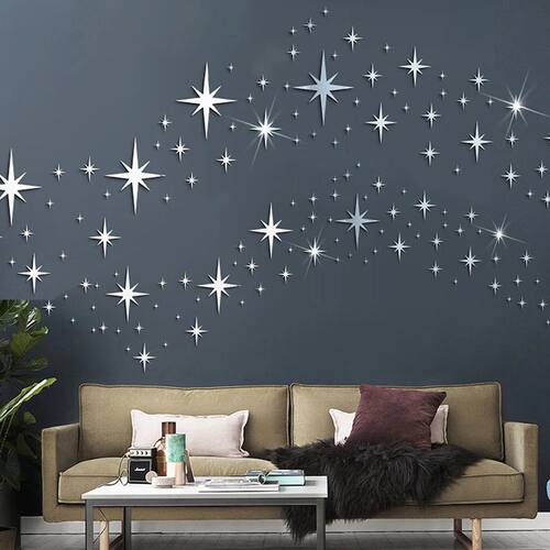 20/42pcs Star Mirror Wall Sticker DIY Acrylic Decal Waterpro
