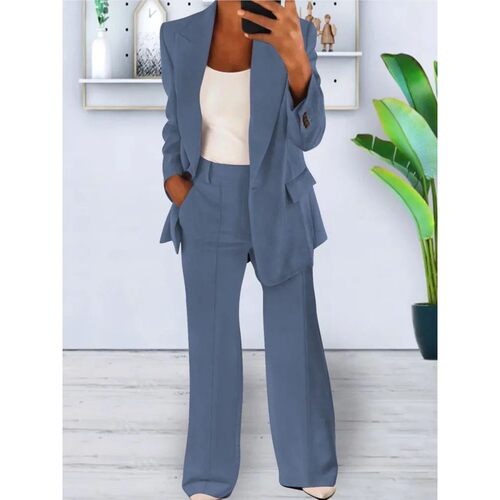 Autumn Winter Solid Color Blazer Women Long Sleeve Suit Simp