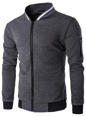 2024 Men's Zipper Stand Collar Sweatshirt Casual Cardigan Ja