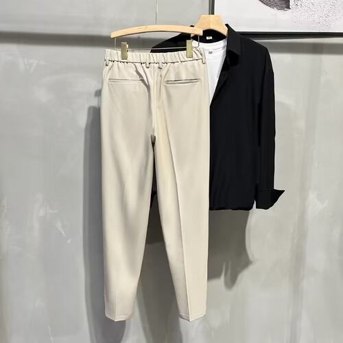 British Trousers Men's Handsome Drape Straight Slim Fit Trou