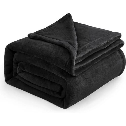 Fleece Blanket Queen Blanket Black - Bed Blanket Soft Lightw