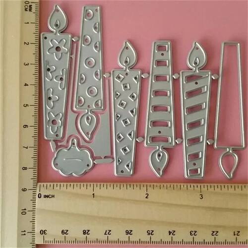 Birthday Candle Label Metal Cutting Dies Scrapbooking Stamps