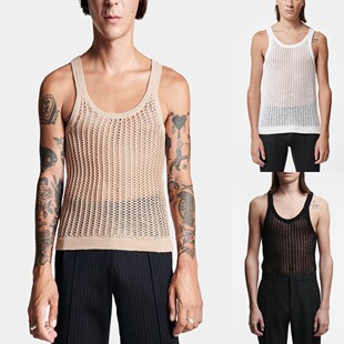 Men's White Bottoming Sweater Loose Fitness Sports Vest H-sh