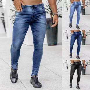 Black Waist High fit Slim rendy Ins Pants Men Denim