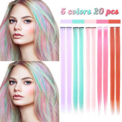 lored Hair Clips Single Card Hanging Ear Dye Hair Piece Invi