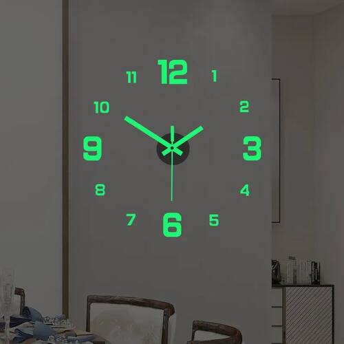 3D Luminous Wall Clock Frameless Acrylic DIY Digital Clock W
