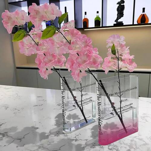Book Vase Transparent Letter Print Book Shape Flower Arrange