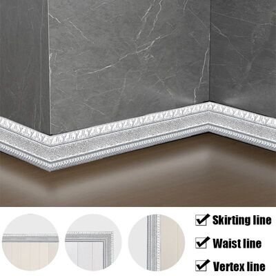 230cm 3D Pattern Sticker Wall Trim Line Skirting Border Deco