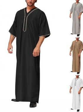 2024  Middle East Arab Dubai Malaysia Men's Loose Robe Butto
