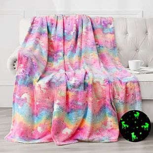 New spacecra Glow in The Dark Blanket Unicorn Gift for Kid B