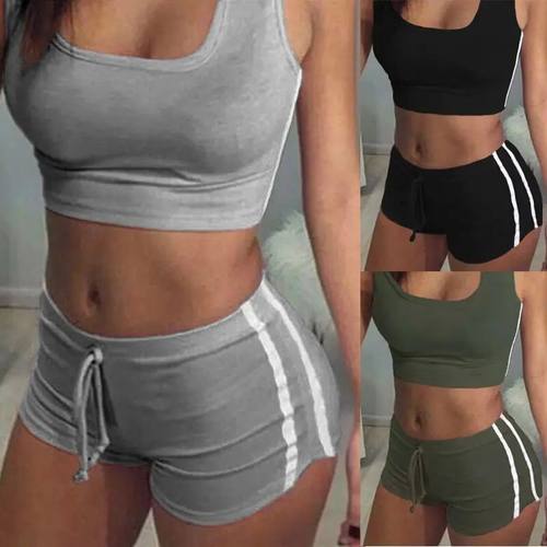 2Pcs Women Fitness Sretch Racerback Tank Top + Short Pants S