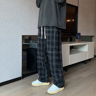 Corduroy Plaid Casual Pants For Men, Hong Kong Style Ins Loo