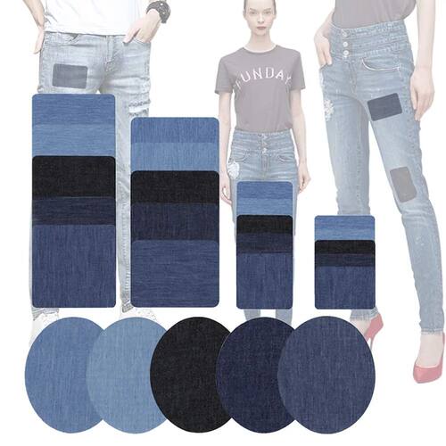 5Pcs Denim Iron-on Jean Patches Self Adhesive Patches Cotton