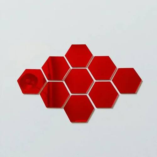 6/12PCS 4 Color Hexagon Acrylic Wall Mirror Self Adhesive St