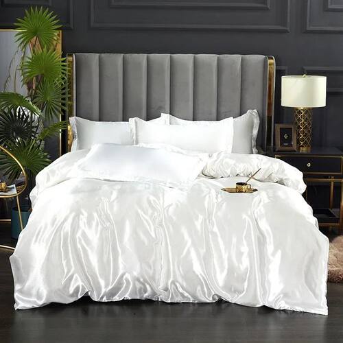 Silk Bedding Set with Duvet ver Bed Sheet Pillowcase Luxury