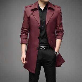 Slit Mid Luxury Young Back Windbreaker Men length