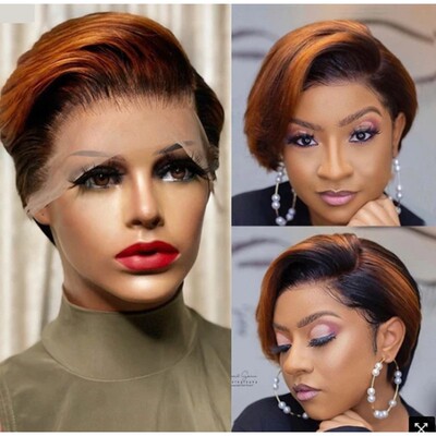 Short  Women's Fashionable Dyed Short Straight Hair Chemical