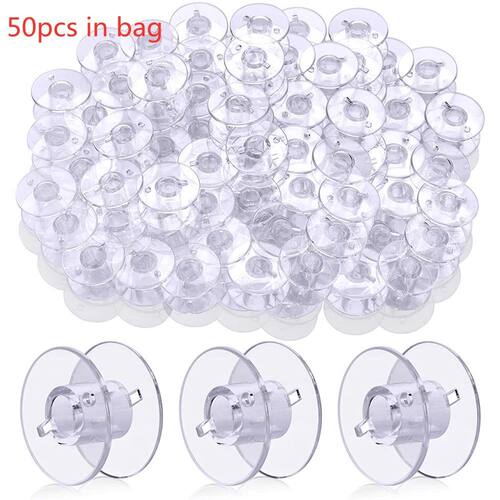 50pcs Sa156 Bobbins for Brother Sewing Machine Plastic Bobbi