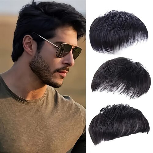 Men's Short Curly Hair, Inch Artificial Hair, Seamless Invis