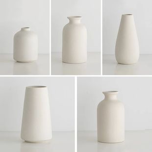 White Mini Ceramics Vase Ceramic Flower Vase Solid Vases for