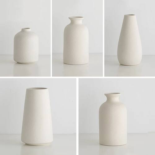 White Mini Ceramics Vase Ceramic Flower Vase Solid Vases for
