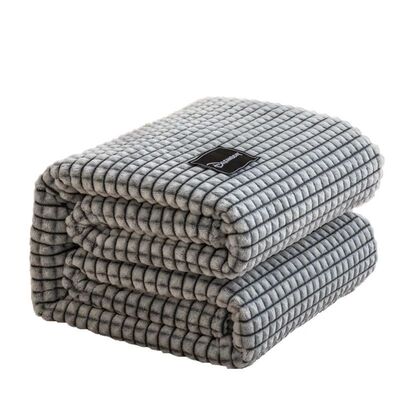 J Plaid for Beds Coral Fleece Blankets Gray Color Plaids Sin