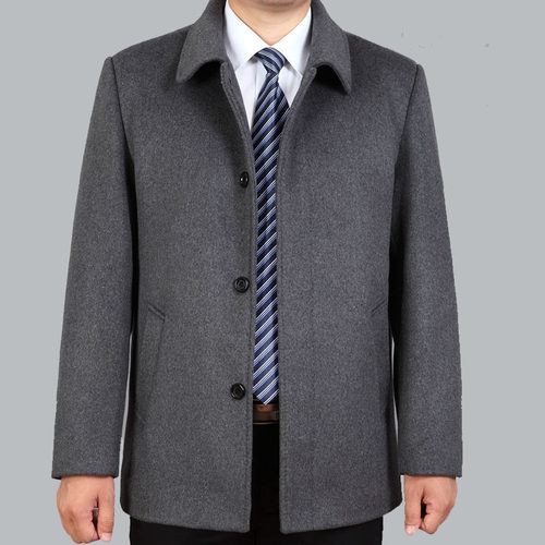 Middle-aged Men's Woolen Coat Daddy Clothes Middle-aged And